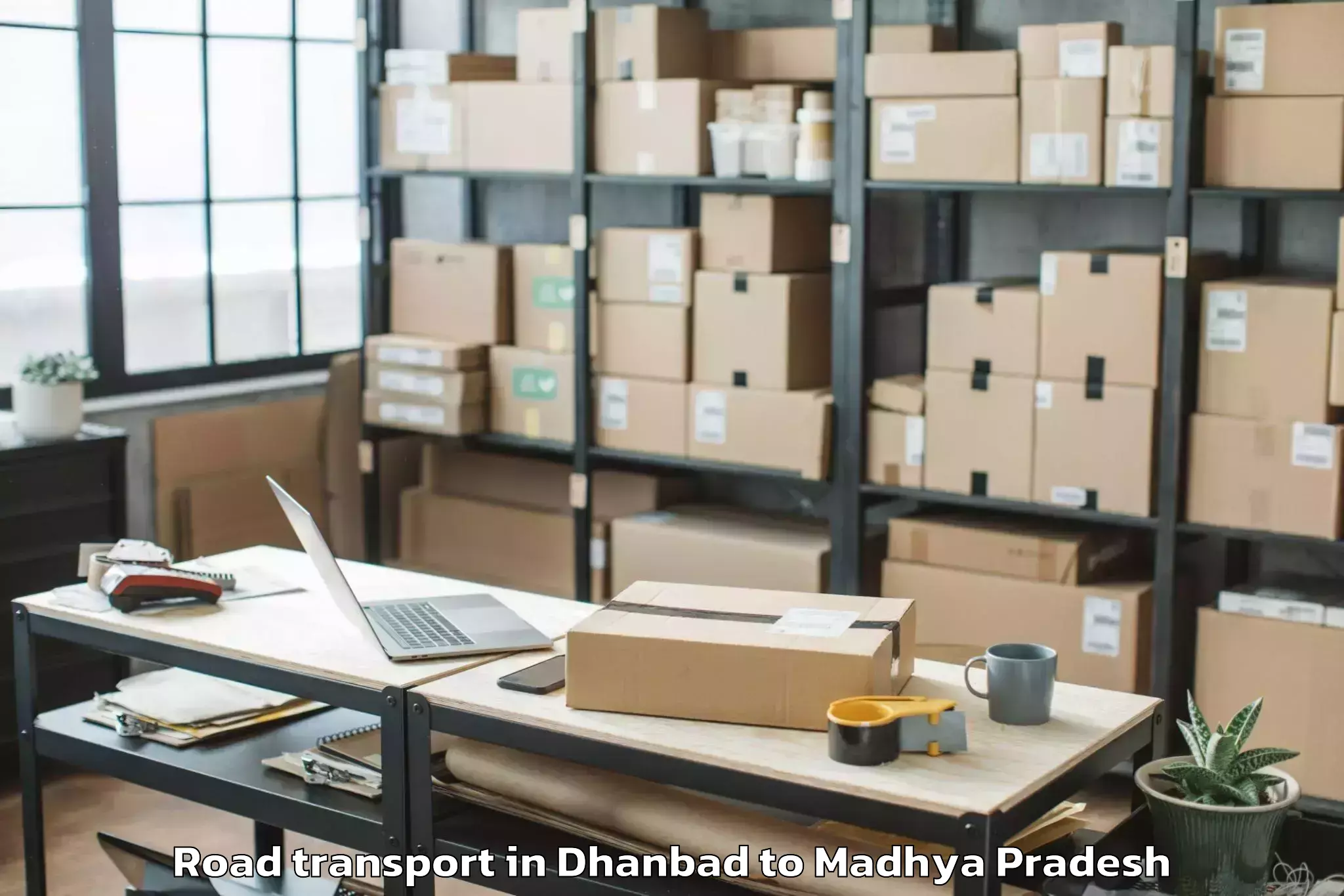 Book Dhanbad to Madhyanchal Professional Unive Road Transport Online